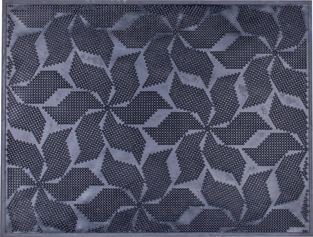 Lábtörlő bejárati ajtó gumi Virágok 55 x 41 cm fekete