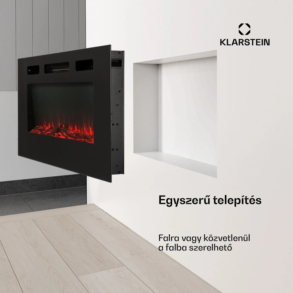 Klarstein Galeras, elektromos fali és beépített kandalló, 1800 W, LED, 3 szín, időzítő