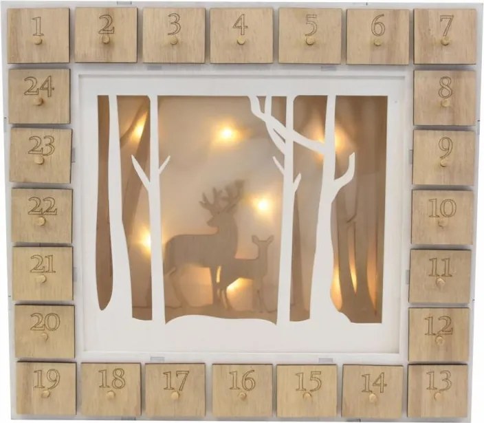 NEXOS Fa adventi naptár erdő motívummal 7 LED elemes