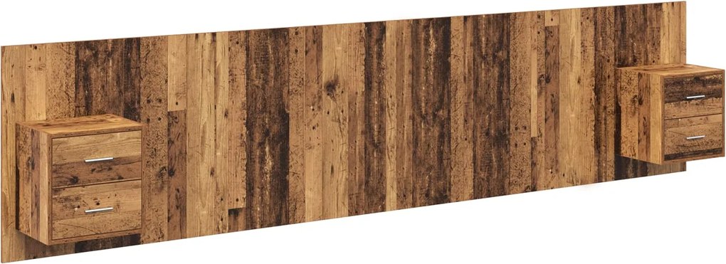 vidaXL Fejtámla Szekrénnyel fiókkal fejtámlával 3 pcs Öreg fa Faanyag