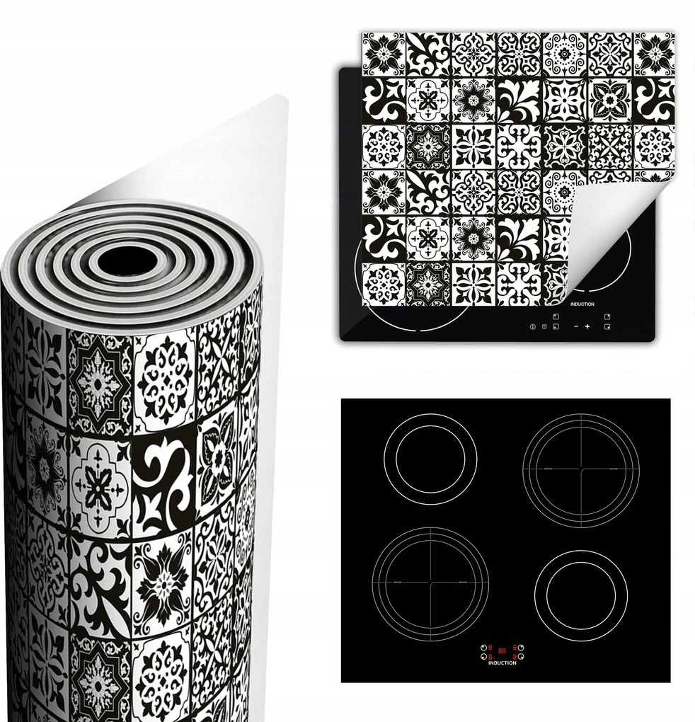 Tűzhelyvédő Szőnyeg Több Helyet Biztosít 60x52 fekete mozaik