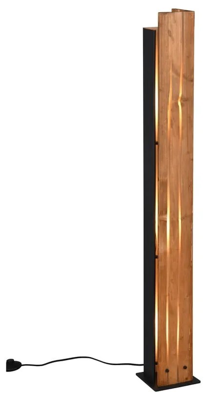 Fekete-natúr színű állólámpa fa búrával (magasság 121 cm) Karuni – Trio