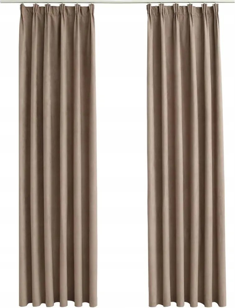 Sötétítő függöny akasztókkal, 2 db, taupe, 140x175 cm