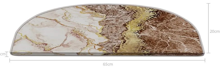 Krémszínű-világosbarna lépcsőszőnyeg szett 16 db-os 20x65 cm Golden Marble – Vitaus