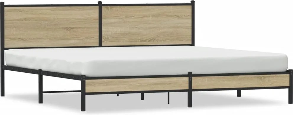 vidaXL sonoma tölgy színű fém ágykeret matrac nélkül 193 x 203 cm