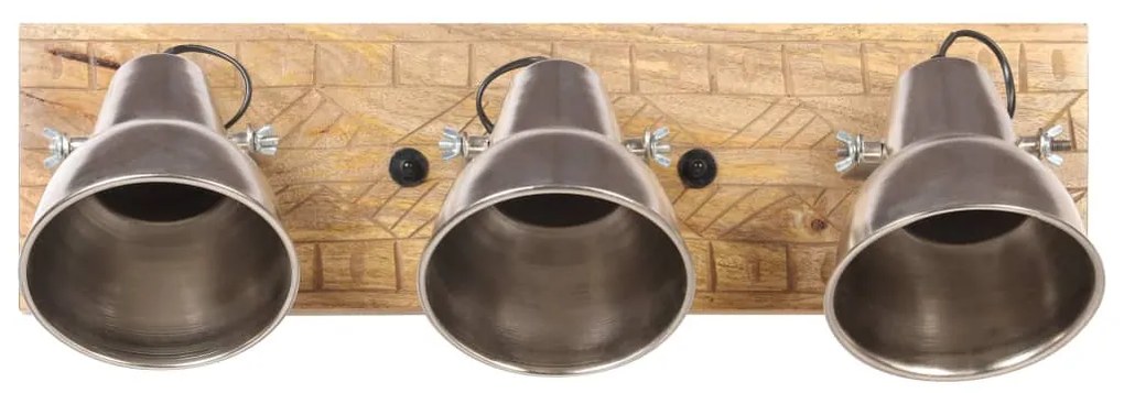 ezüstszínű tömör mangófa ipari falilámpa 70 x 23 cm E27