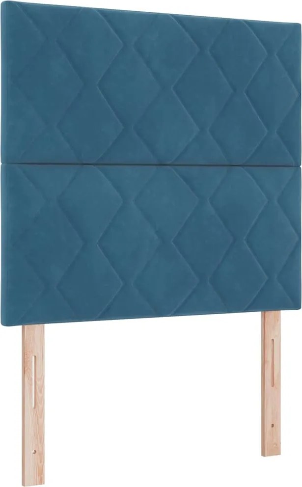 vidaXL LED Box Spring Ágy matracmal Sötét kék 100 x 200 cm szövet