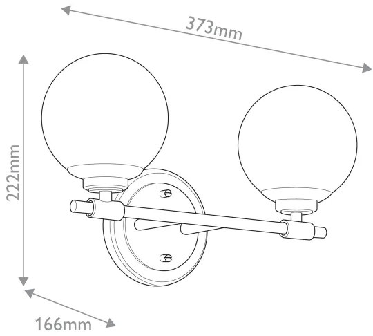 Kichler KL-BENNO2-BK-CPZ-LED BENNO fürdőszobai lámpatest, 2x LED/3W/230V, fekete/arany, IP44