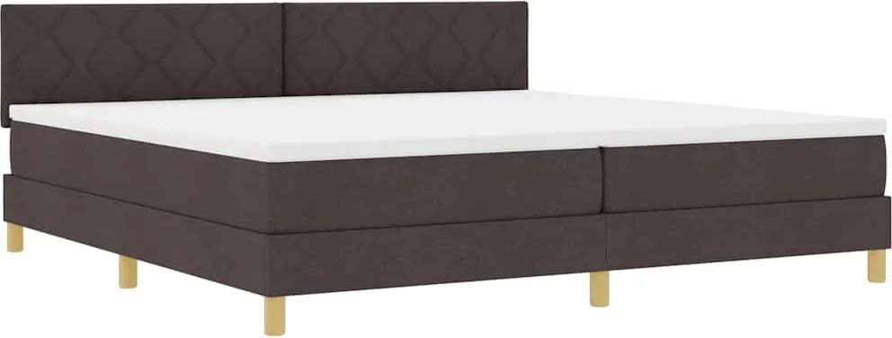 vidaXL LED Box Spring Ágy matracmal Sötét Barna 200 x 200 cm szövet