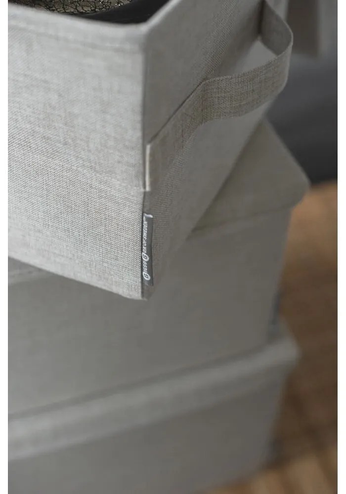 Bézs fedeles textil tárolódoboz 35x26x19 cm Soft Storage – Bigso