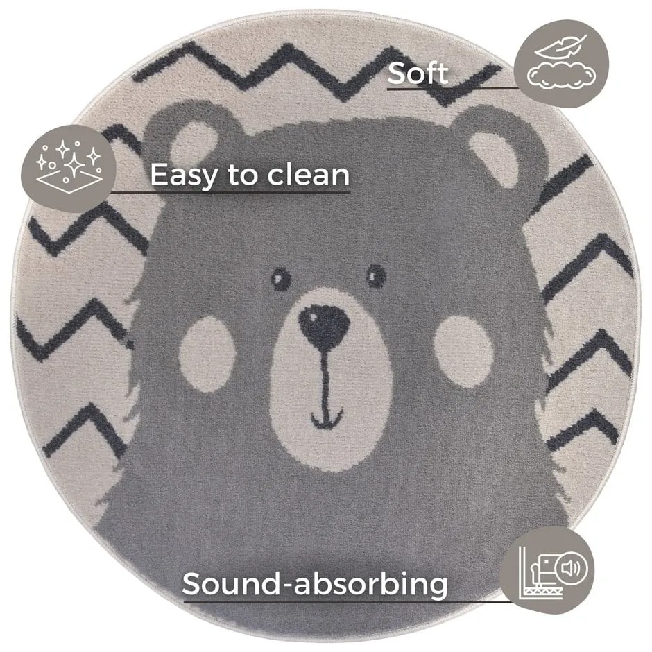 Szürke gyerek szőnyeg ø 140 cm Bear – Hanse Home