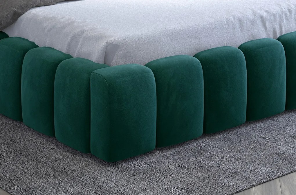 Franciaágy 140 cm Luxa (szürke) (ágyráccal, matraccal és LED-del). 1041558