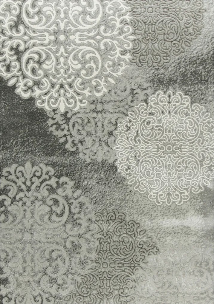 Nappali Szőnyeg Szürke Dísz Rozetta Mandala Puha Divatos Galya 120x170 cm