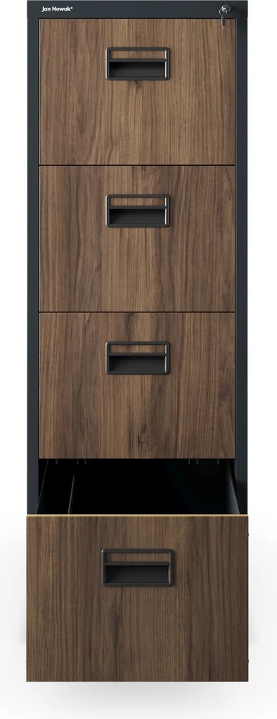 Fém irattároló szekrény 4 fiókkal, antracit/dió, 460x1320x620 mm: SARA Eco Design