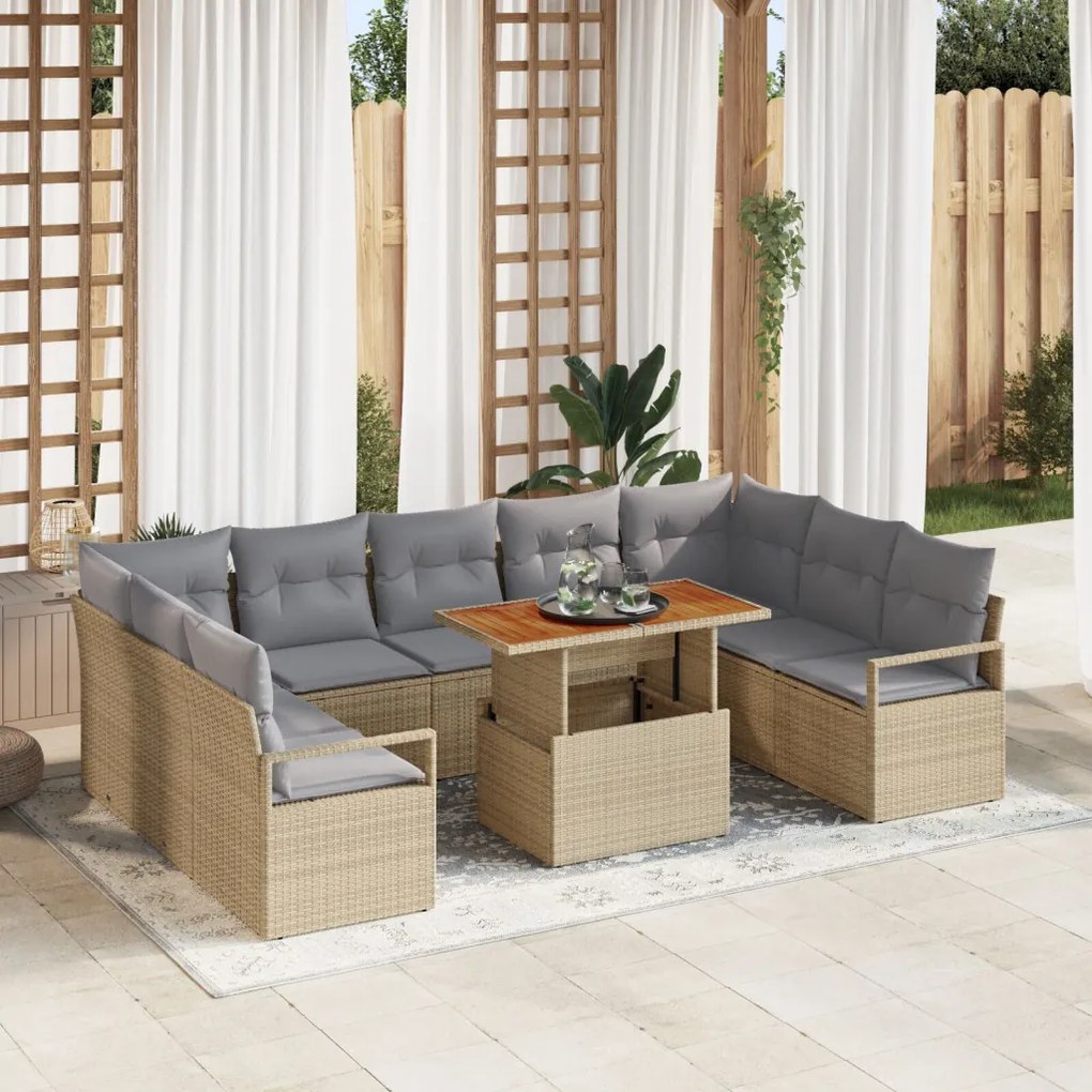 Kerti Kanapé Szett 10 pcs Barna és szürke 100 x 55 x 73 cm
