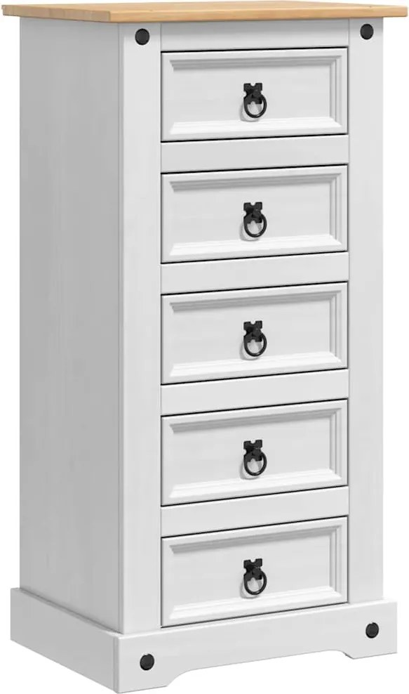 vidaXL Éjjeli asztal Corona Fehér 53 x 39 x 103 cm Tömör fenyőfa