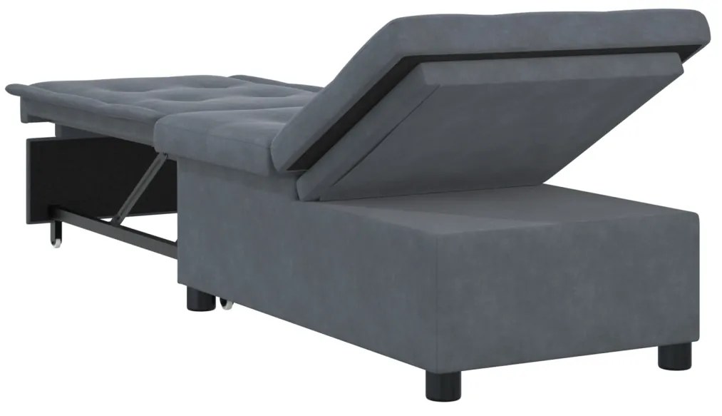 Sofa ágy 3 az 1-ben kihúzható dizájn sötétszürke bársony