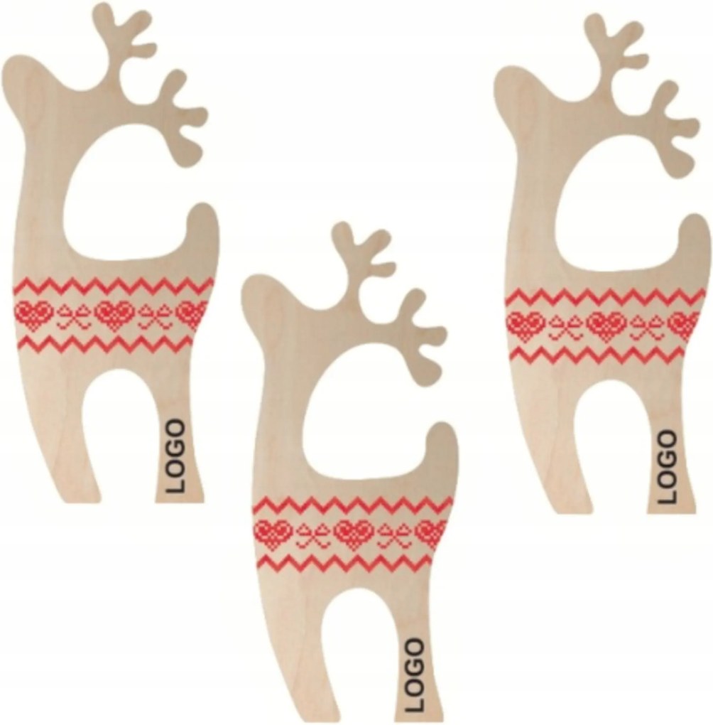 3 db-os Karácsonyi Rénszarvas Szett Fából Scandi Logóval Z69