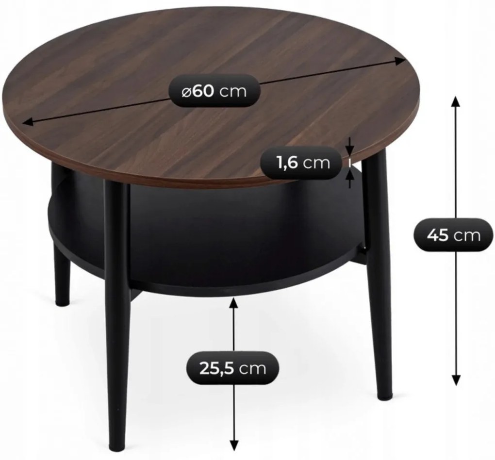 Dohányzóasztal, dió/fekete PAULO