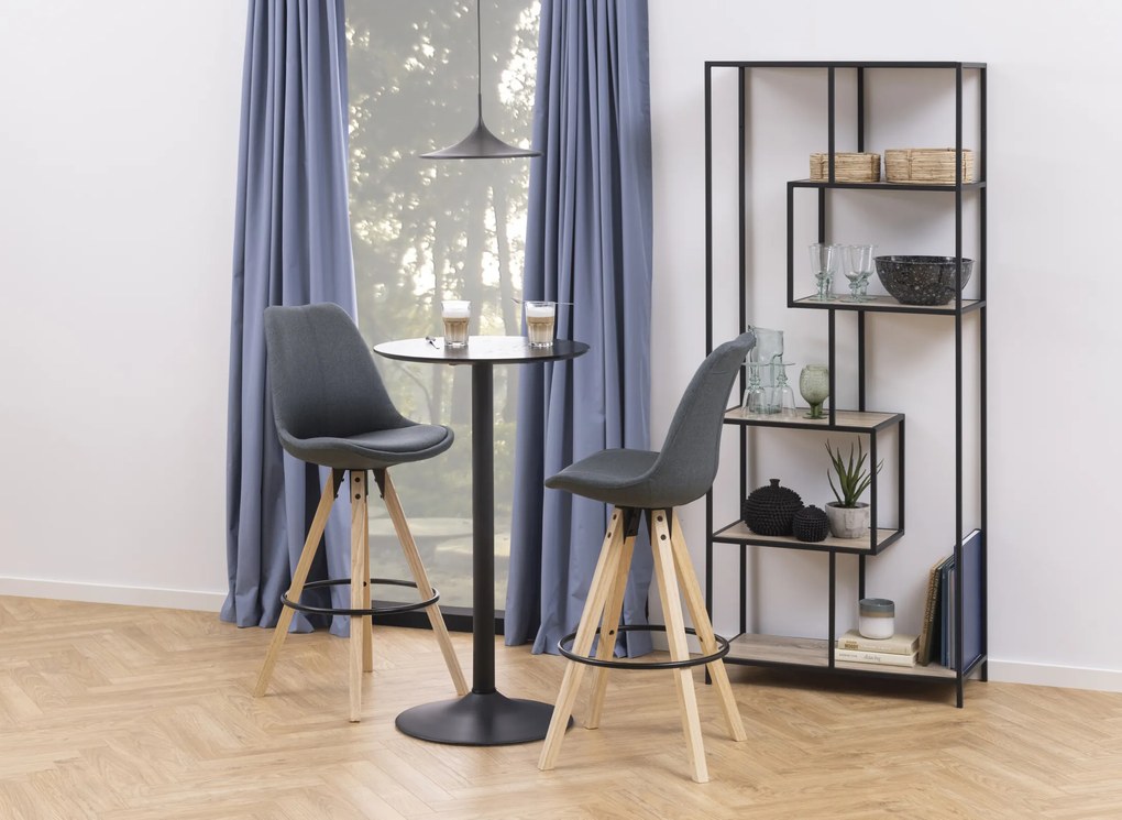 MAZZONI EXPORT KORFU Fekete - MAGAS BÁR/KONYHAI ASZTAL FURNÉR ACÉLLÁB