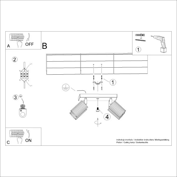 Sollux SL.1545 - Spotlámpa KARBON 4xGU10/10W/230V fehér