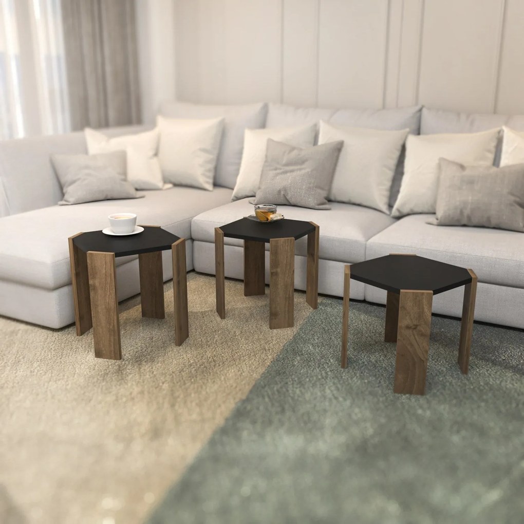 Dohányzóasztal Lori - Anthracite, Walnut