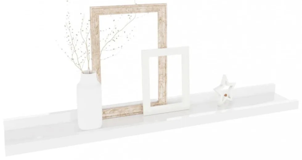 4 db magasfényű fehér fali polc 60 x 9 x 3 cm