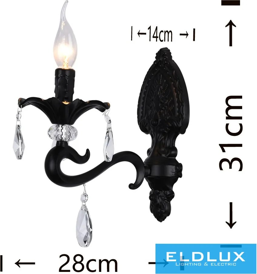 ELDLUX E43-1N Kristály Fali Lámpa IP20