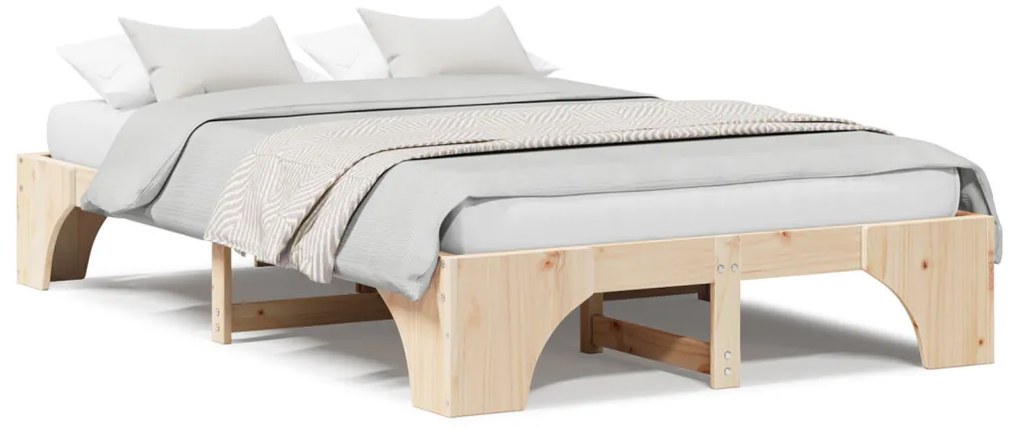 vidaXL Ágykeret Tömör fenyőfa 120 x 190 cm Tömör fenyőfa