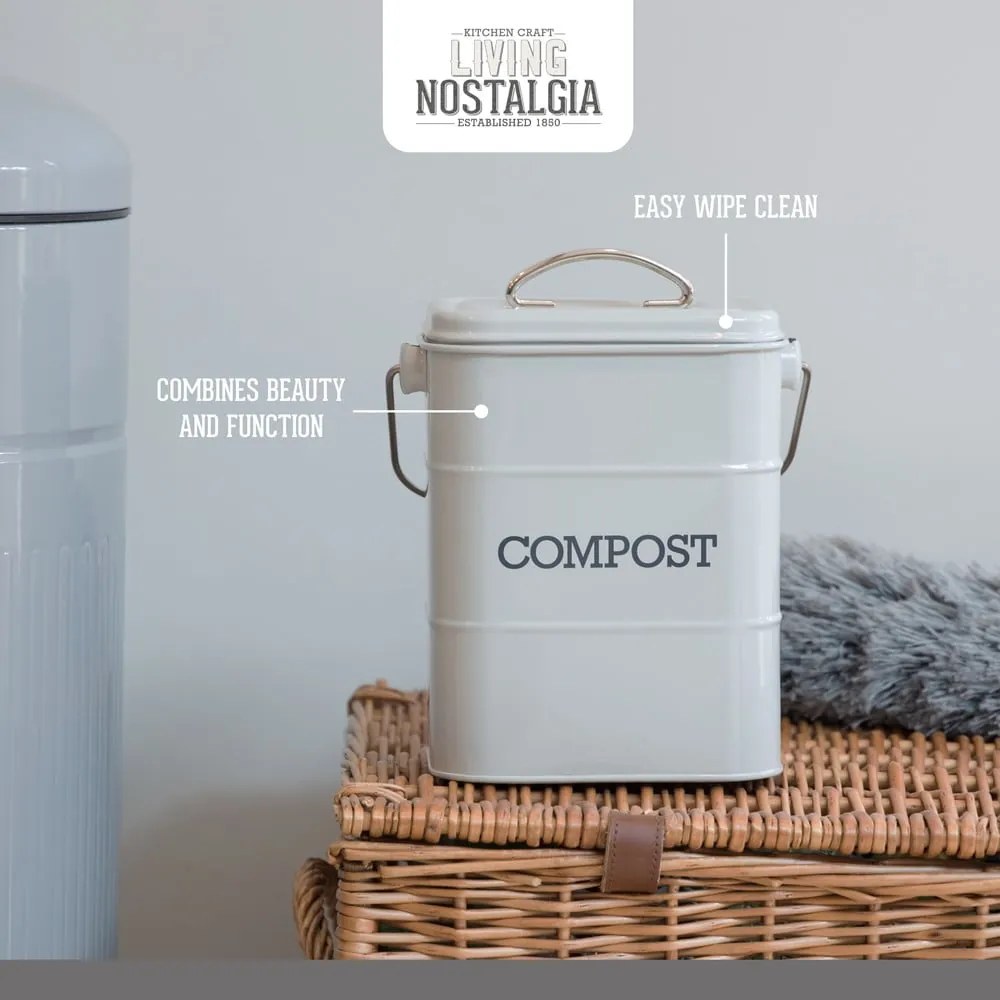Living Nostalgia szürke komposztálható hulladék gyűjtő, 3 l - Kitchen Craft