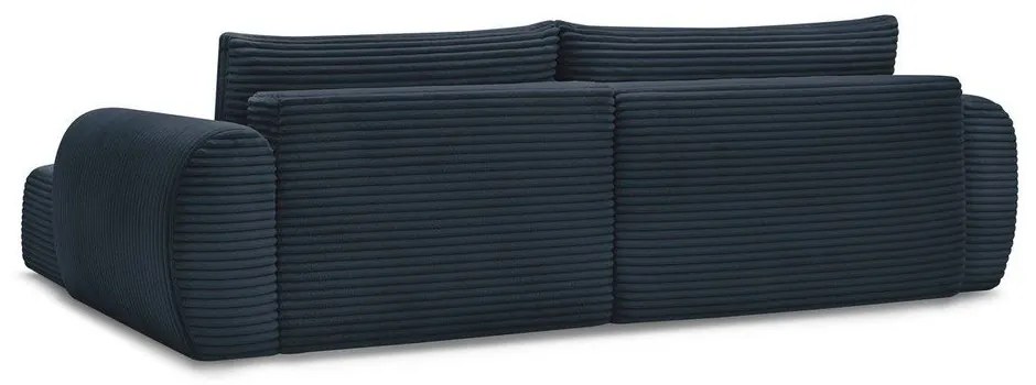 Sötétkék kordbársony kinyitható sarokkanapé (jobb oldali) Lucien – Bobochic Paris