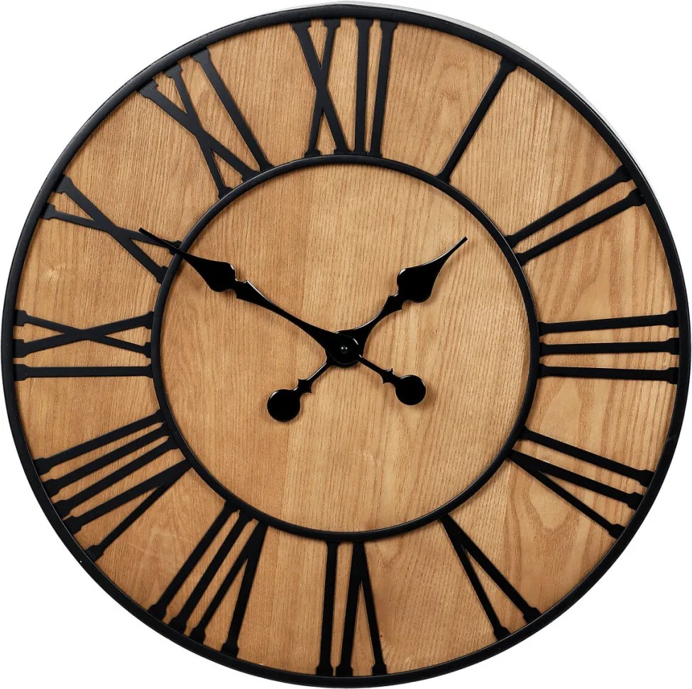 Falióra – 60 cm átmérő, fém és MDF kőris furnérral
