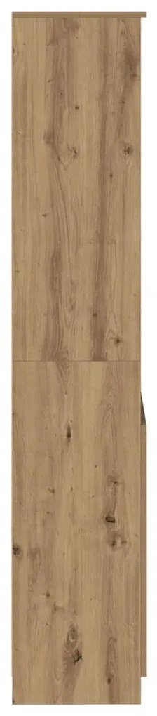kézműves tölgy színű szerelt fa magasszekrény 70 x 35 x 180