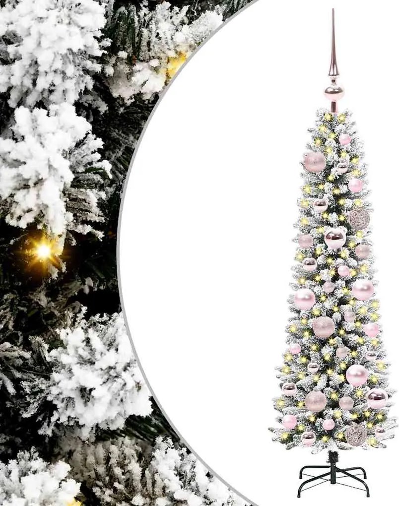 vidaXL Mű karácsonyfa 150 LED-del Fehér 120 cm PVC és Fém és Műanyag