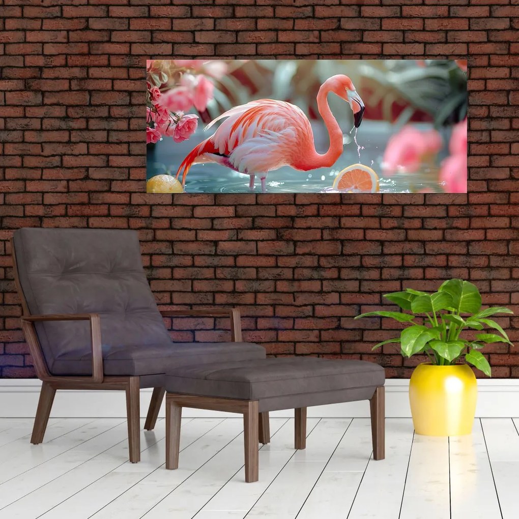 Kép - Flamingó a tóban (120x50 cm)