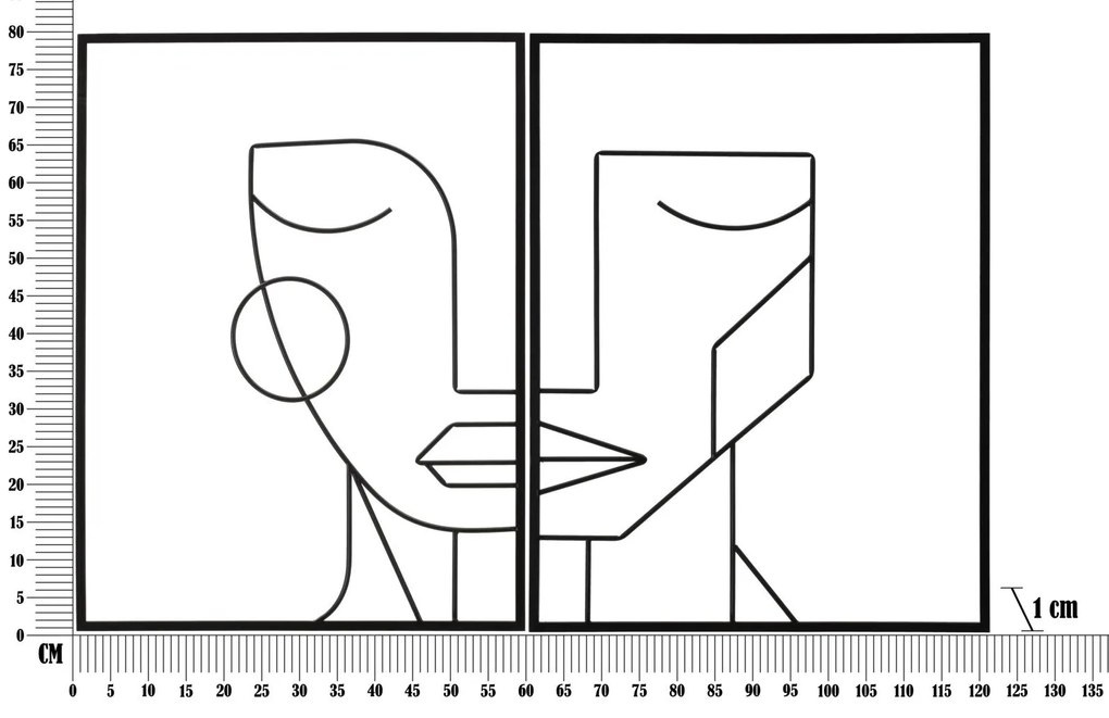 Vas fali panel törzsi egyszerű készlet 2db 60x1x80cm