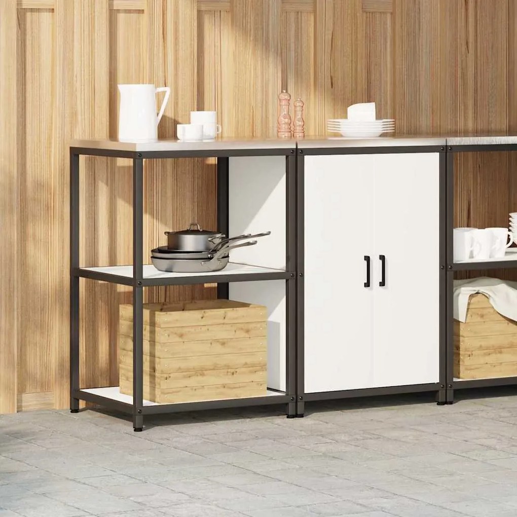 Konyhai Tároló Készlet polcokkal 2 pcs Fehér 120 x 50 x 92 cm