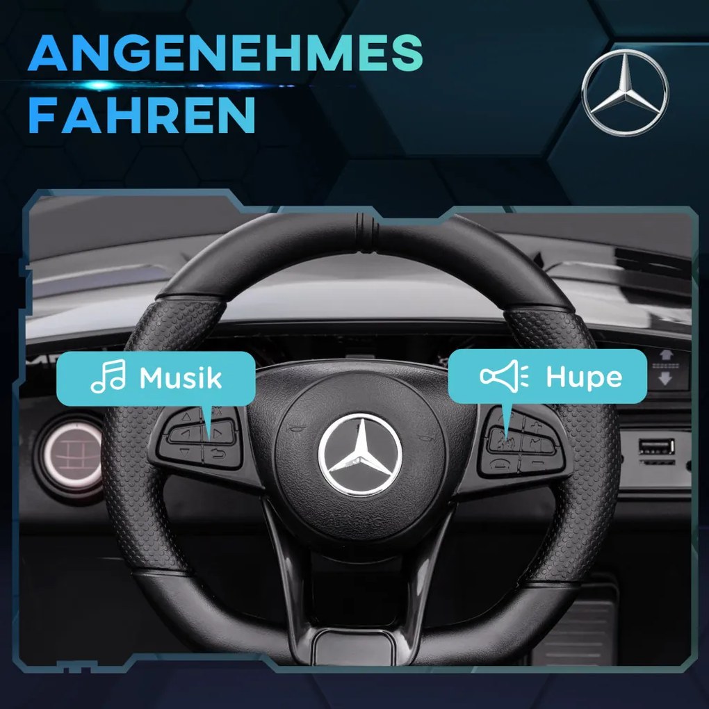 AIYAPLAY Elektromos gyerekautó, Mercedes, 3-5 km/h, távirányító, fények és zene, fekete