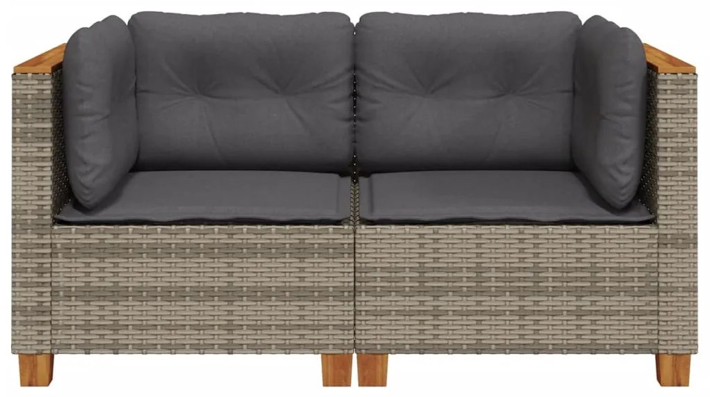 2 db szürke polyrattan kerti sarokkanapé párnával