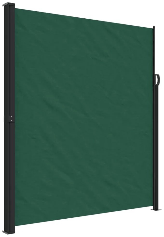 sötétzöld behúzható oldalsó napellenző 220 x 600 cm