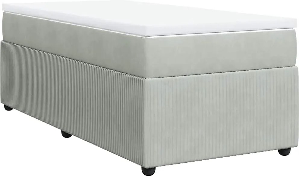 vidaXL világosszürke bársony rugós ágy matraccal 90 x 200 cm
