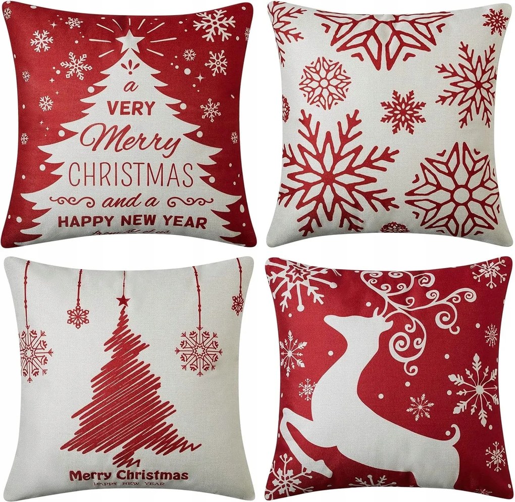 Karácsonyi Párnahuzat 45x45 4 Db Karácsonyi Dekorációs Párna