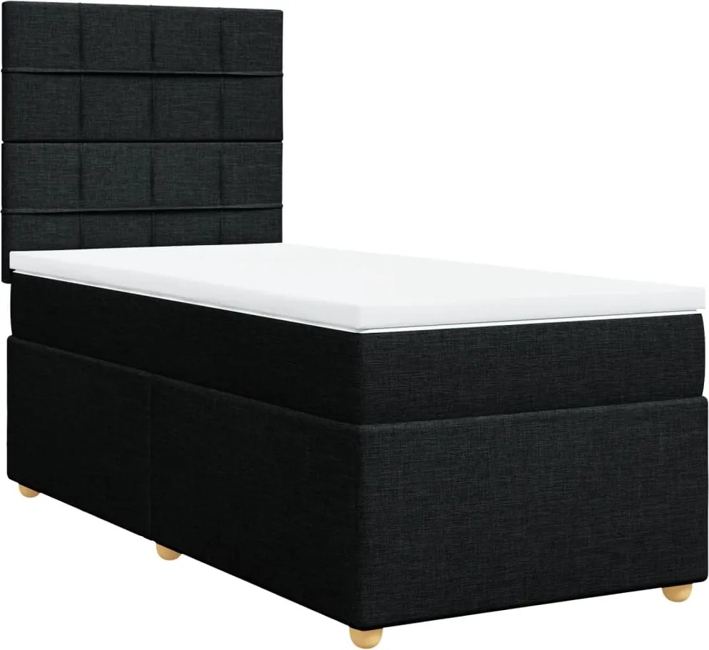 vidaXL fekete szövet rugós ágy matraccal 100 x 200 cm