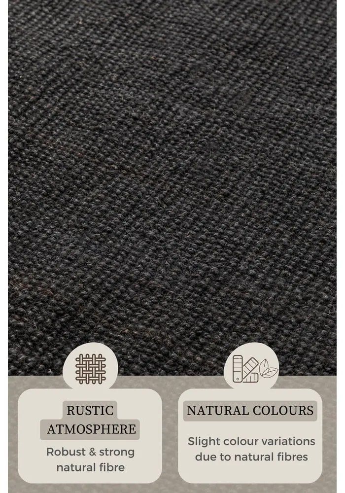 Fekete juta szőnyeg 80x150 cm Bouclé – Hanse Home