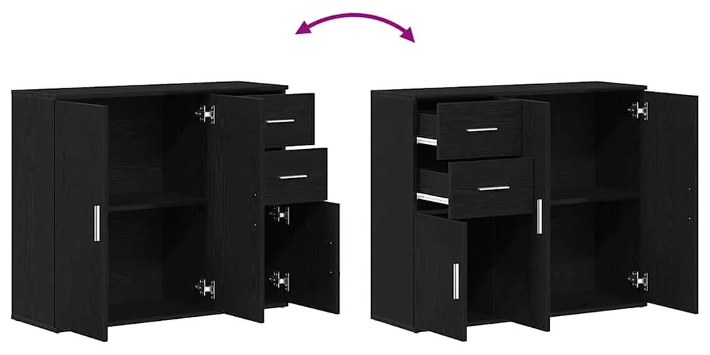 fekete tölgyfa tálalószekrény 91 x 29,5 x 75 cm