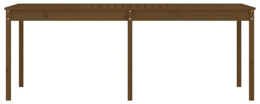 mézbarna tömör fenyőfa kerti asztal 203,5 x 100 x 76 cm