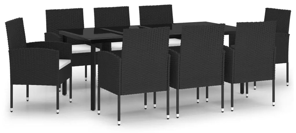 vidaXL 9 részes fekete kerti étkezőgarnitúra