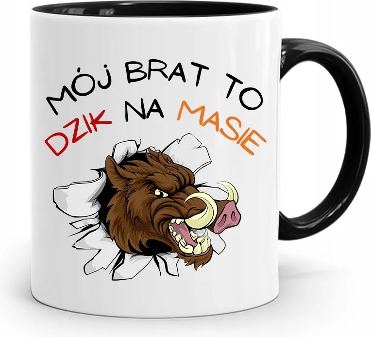 Bögre Fekete Ajándék Vaddisznó Testvérnek, fényképes nyomattal