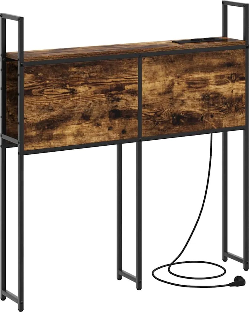 vidaXL Tárolós Fejtámla Töltő Állomással Füstölt tölgy 78 x 15 x 98 cm