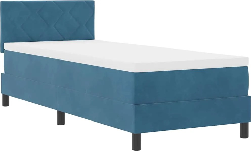vidaXL LED Box Spring Ágy matracmal Sötét kék 80 x 200 cm Bársony